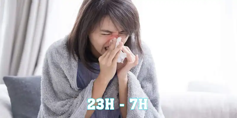 Ngứa mũi thường xuyên trong khoảng thời gian từ 23h - 7h 